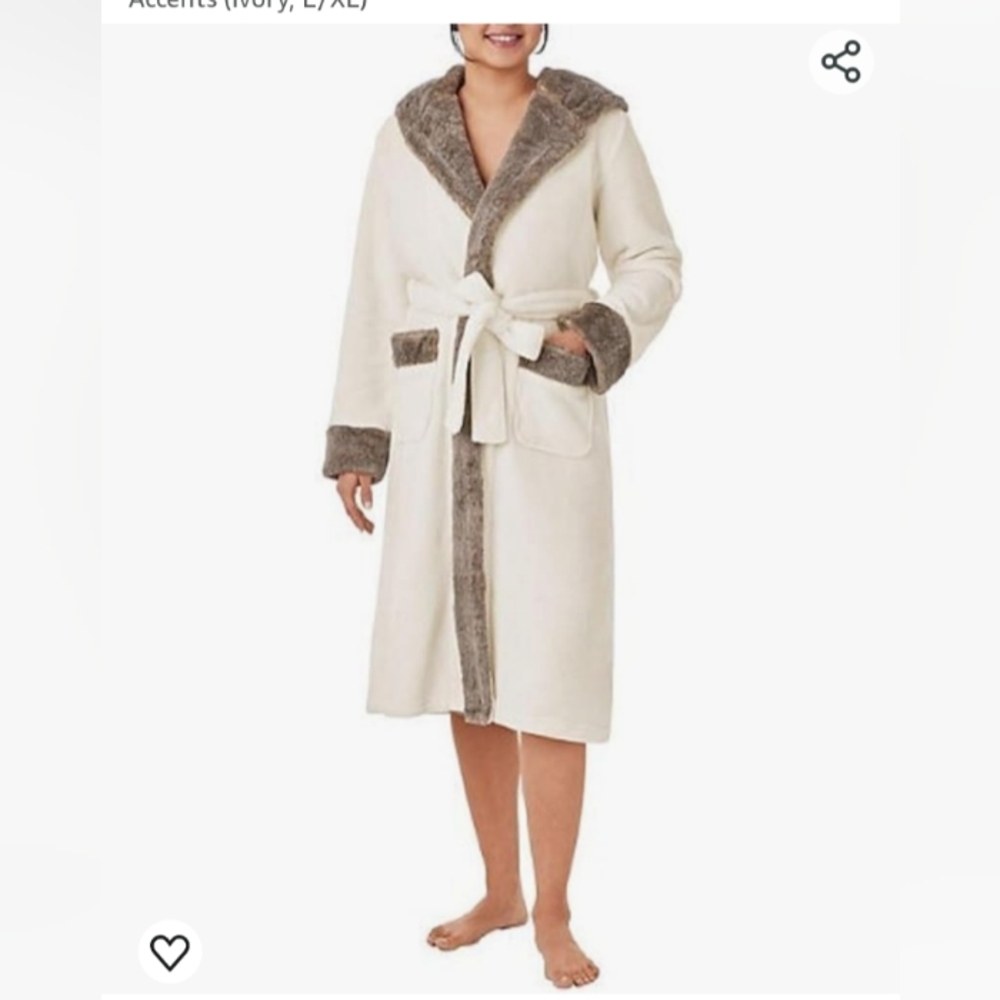 Women's luxury robe with faux fur hoodie